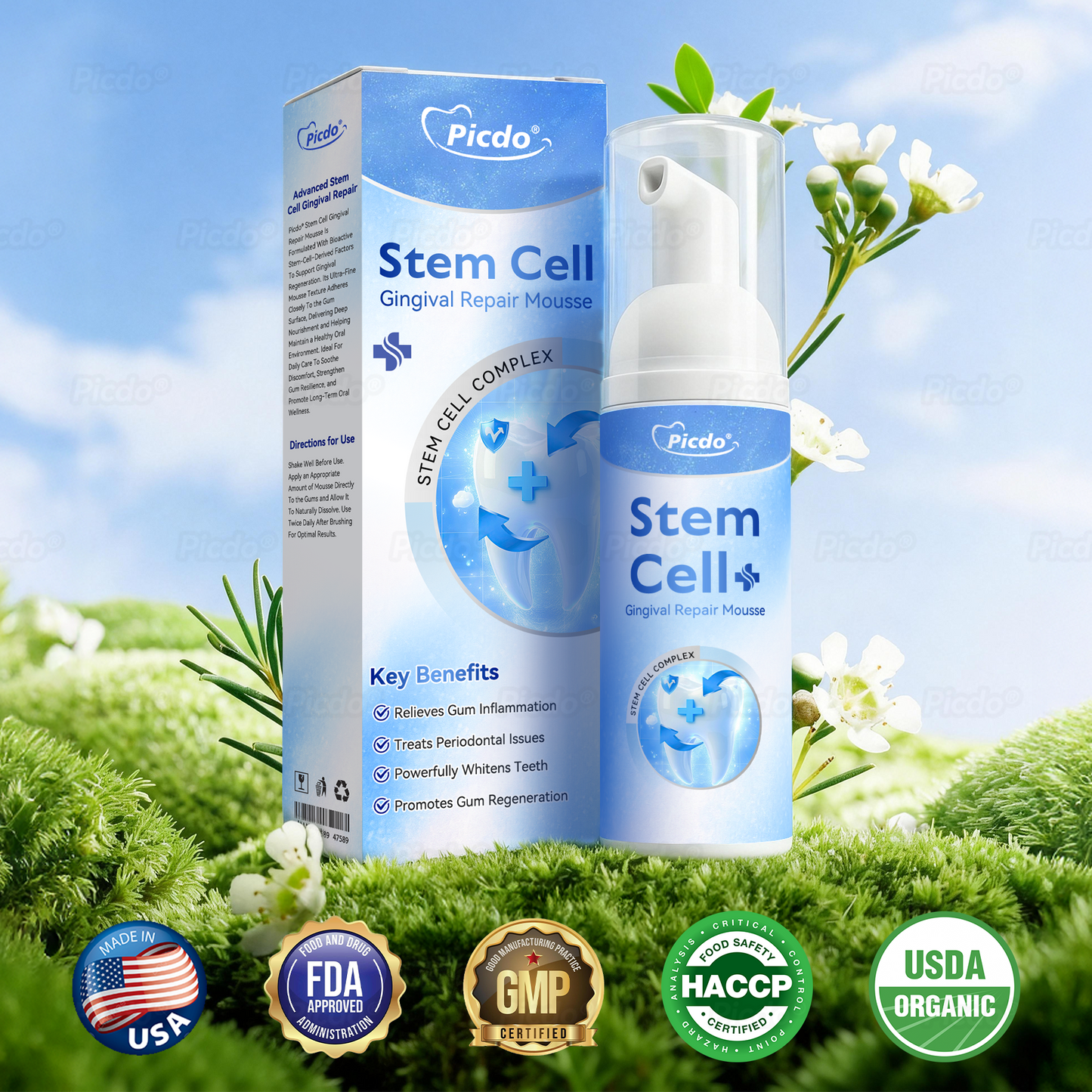 ✨🎇𝑃𝑖𝑐𝑑𝑜® 𝑆𝑡𝑒𝑚 𝐶𝑒𝑙𝑙 𝐺𝑖𝑛𝑔𝑖𝑣𝑎𝑙 𝑅𝑒𝑝𝑎𝑖𝑟 𝑀𝑜𝑢𝑠𝑠𝑒(🦷Promote Tooth Regrowth • Remove Tartar • Strengthen Gums • Deep Clean & Freshen Breath)🍀