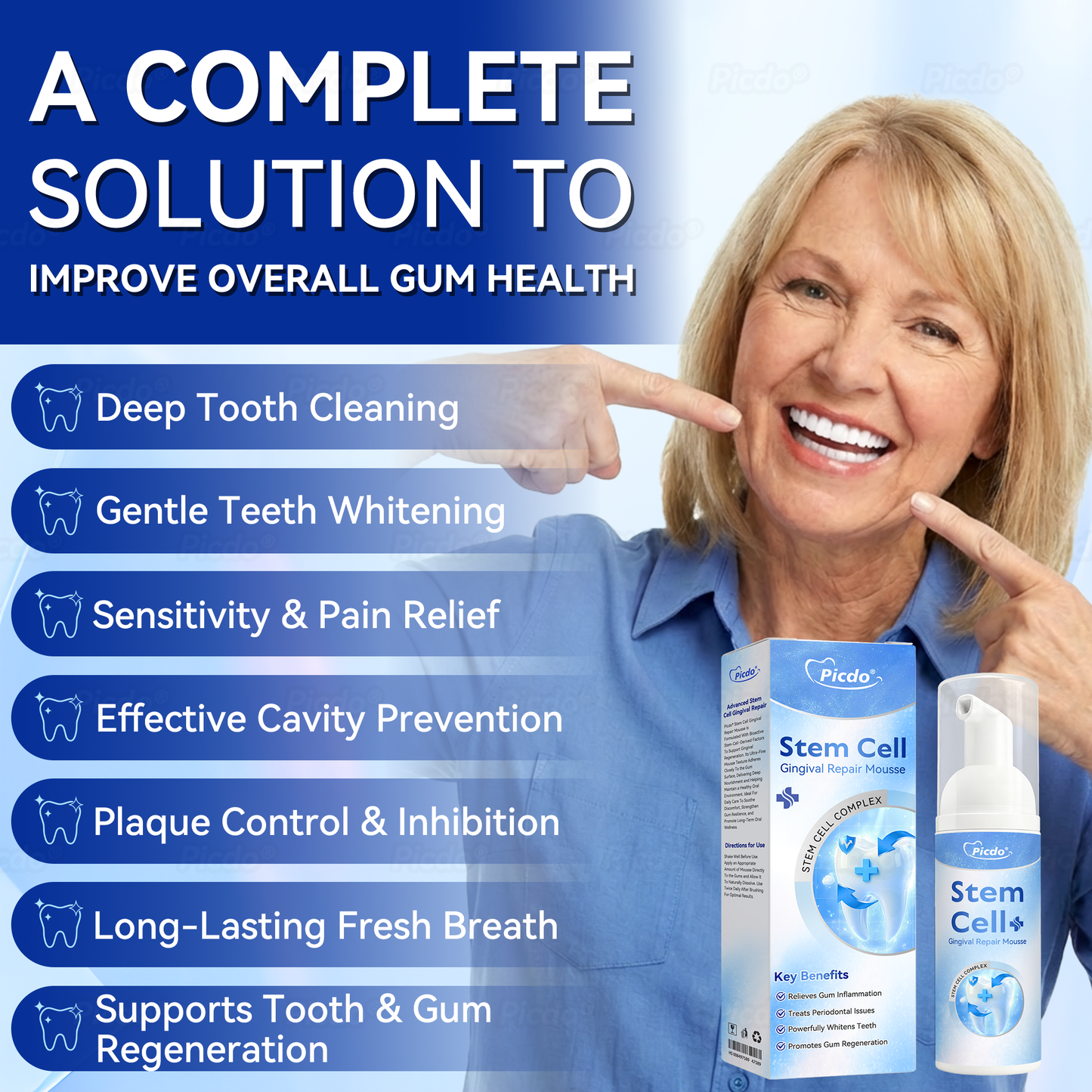 ✨🎇𝑃𝑖𝑐𝑑𝑜® 𝑆𝑡𝑒𝑚 𝐶𝑒𝑙𝑙 𝐺𝑖𝑛𝑔𝑖𝑣𝑎𝑙 𝑅𝑒𝑝𝑎𝑖𝑟 𝑀𝑜𝑢𝑠𝑠𝑒(🦷Promote Tooth Regrowth • Remove Tartar • Strengthen Gums • Deep Clean & Freshen Breath)🍀