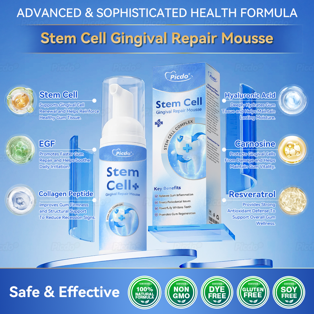 ✨🎇𝑃𝑖𝑐𝑑𝑜® 𝑆𝑡𝑒𝑚 𝐶𝑒𝑙𝑙 𝐺𝑖𝑛𝑔𝑖𝑣𝑎𝑙 𝑅𝑒𝑝𝑎𝑖𝑟 𝑀𝑜𝑢𝑠𝑠𝑒(🦷Promote Tooth Regrowth • Remove Tartar • Strengthen Gums • Deep Clean & Freshen Breath)🍀